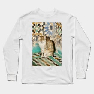 Cat Among Moroccan Tiles Long Sleeve T-Shirt